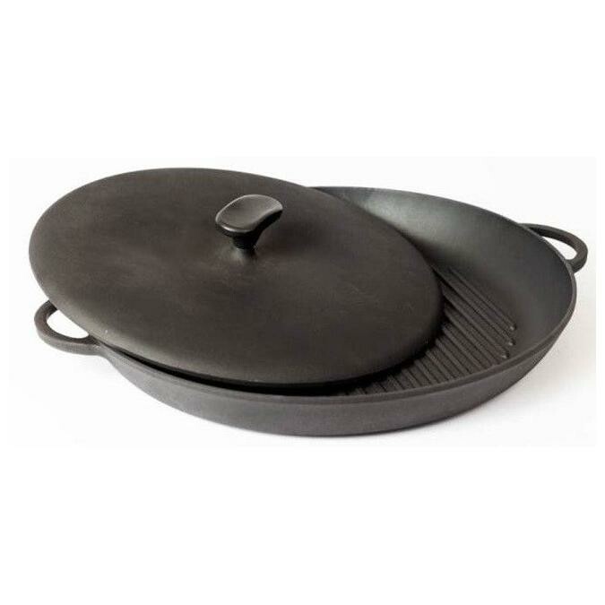 Сковорода чугунная Гриль с прессом D 340 мм