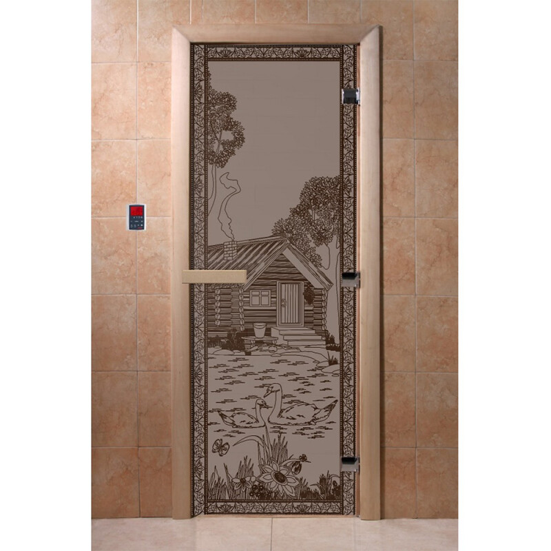 ДВЕРЬ "БАНЬКА В ЛЕСУ ЧЕРНЫЙ ЖЕМЧУГ МАТОВАЯ"