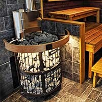 Монтаж банной печи Гефест в змеевике